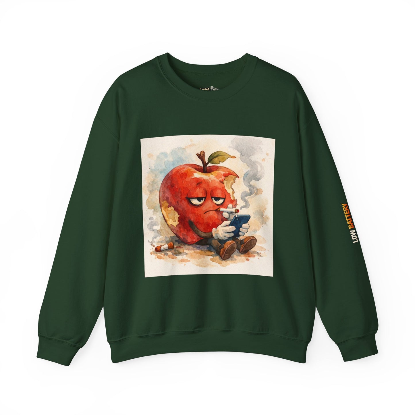 Crewneck Sweatshirt — 'Bite Me!' Coffee Apple Graphic