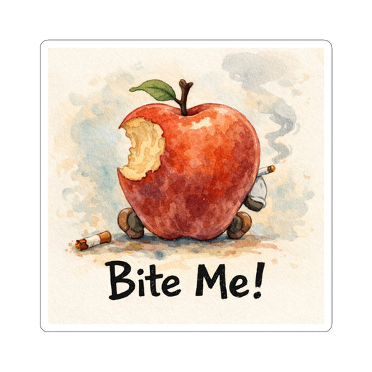 Bite Me! Apple Illustration Kiss-Cut Sticker