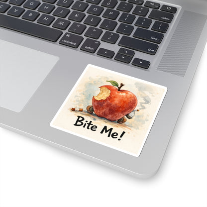 Bite Me! Apple Illustration Kiss-Cut Sticker