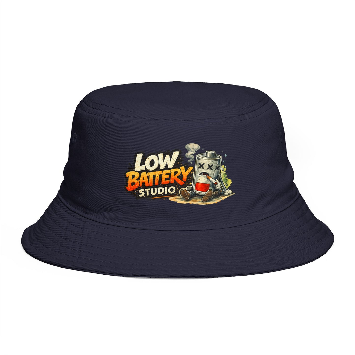 Low Battery Studio Bucket Hat — Retro Gaming Graphic Sun Hat