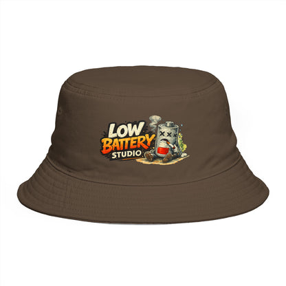 Low Battery Studio Bucket Hat — Retro Gaming Graphic Sun Hat