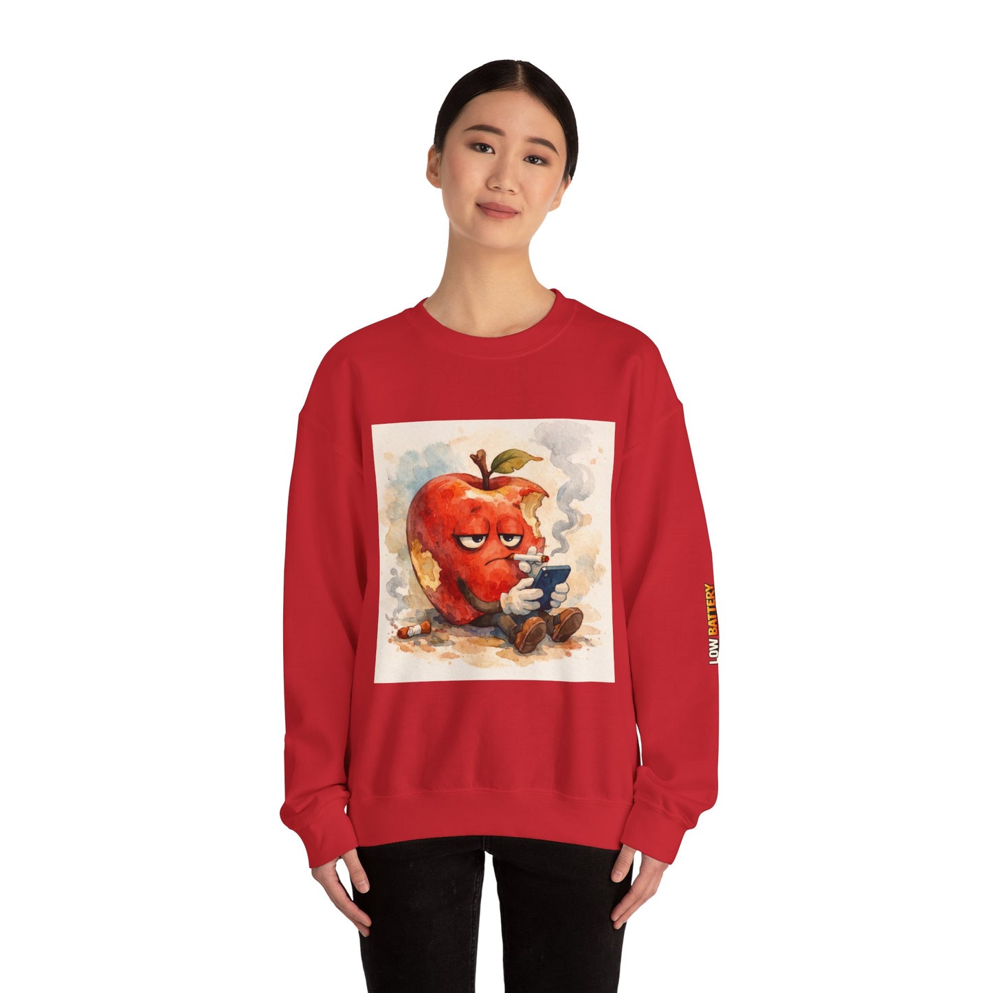 Crewneck Sweatshirt — 'Bite Me!' Coffee Apple Graphic