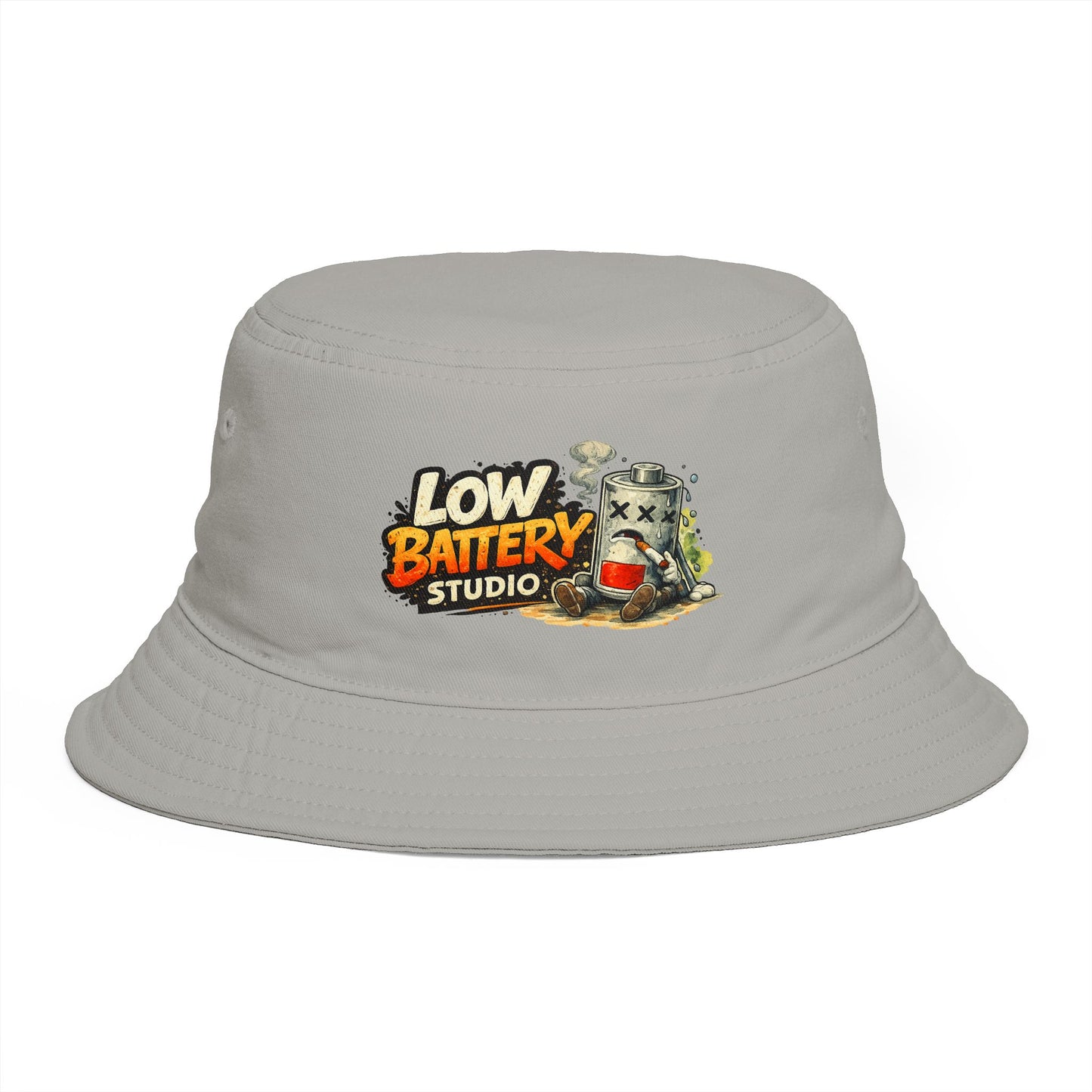 Low Battery Studio Bucket Hat — Retro Gaming Graphic Sun Hat