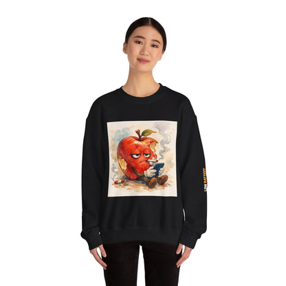 Crewneck Sweatshirt — 'Bite Me!' Coffee Apple Graphic