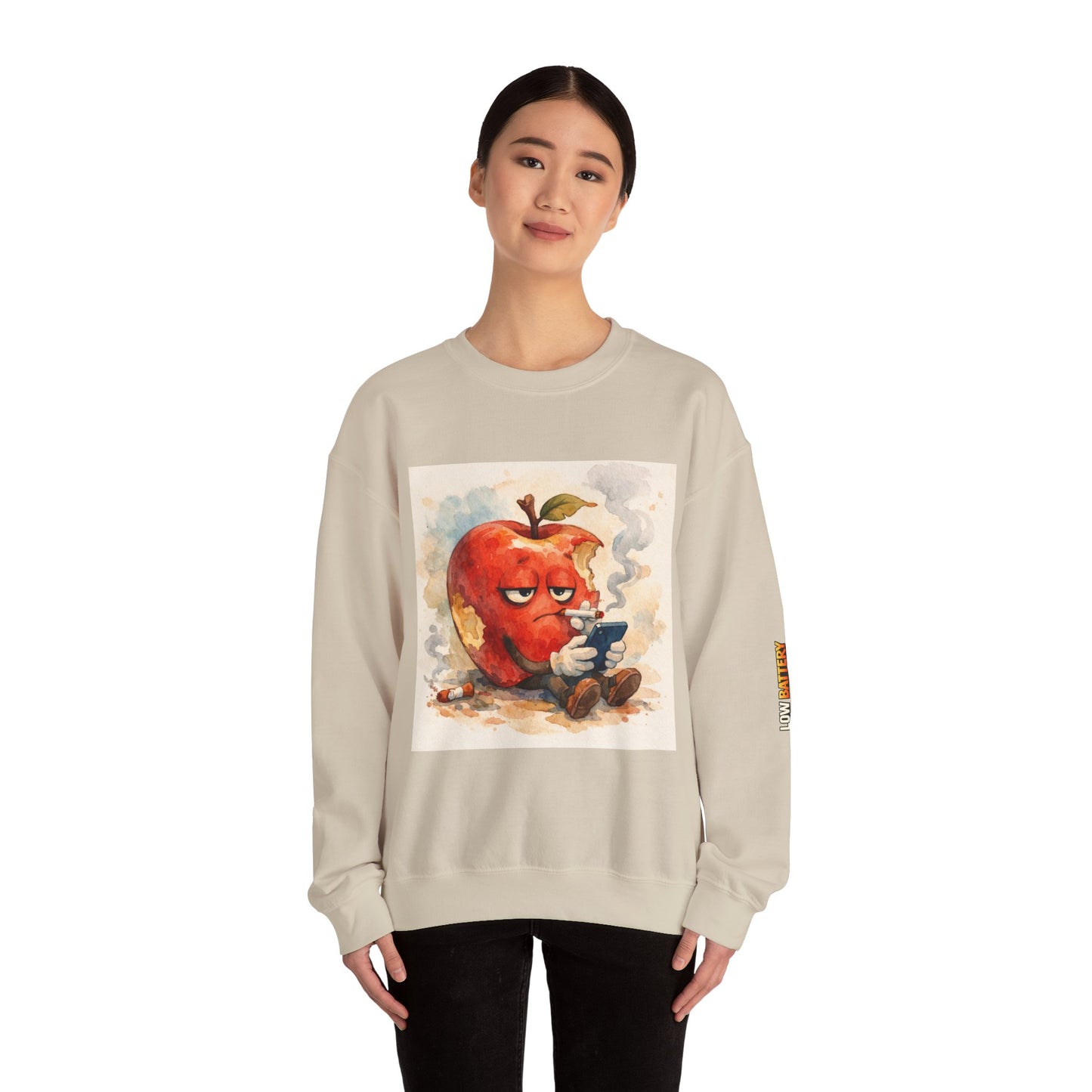 Crewneck Sweatshirt — 'Bite Me!' Coffee Apple Graphic