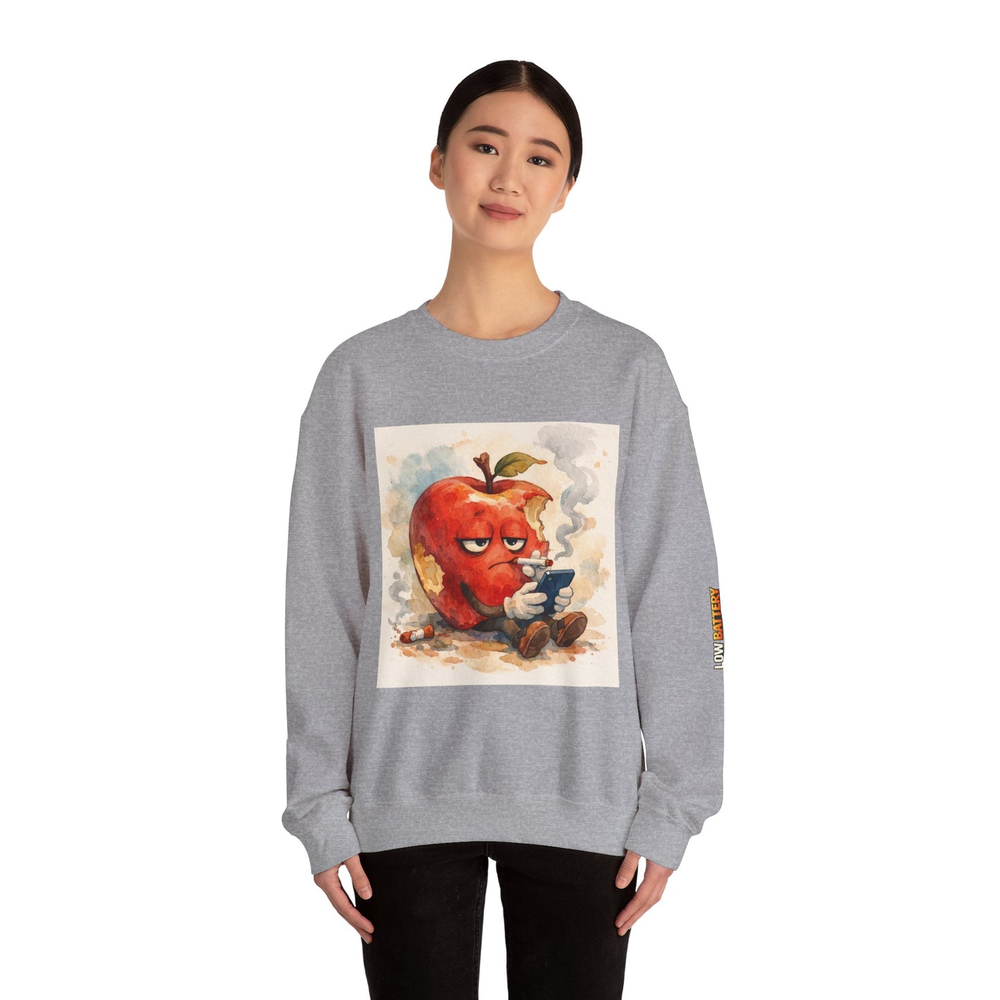 Crewneck Sweatshirt — 'Bite Me!' Coffee Apple Graphic
