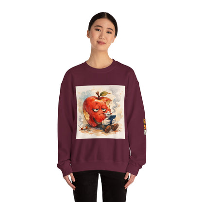Crewneck Sweatshirt — 'Bite Me!' Coffee Apple Graphic