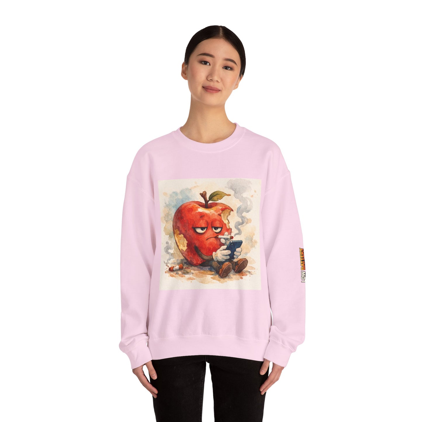 Crewneck Sweatshirt — 'Bite Me!' Coffee Apple Graphic