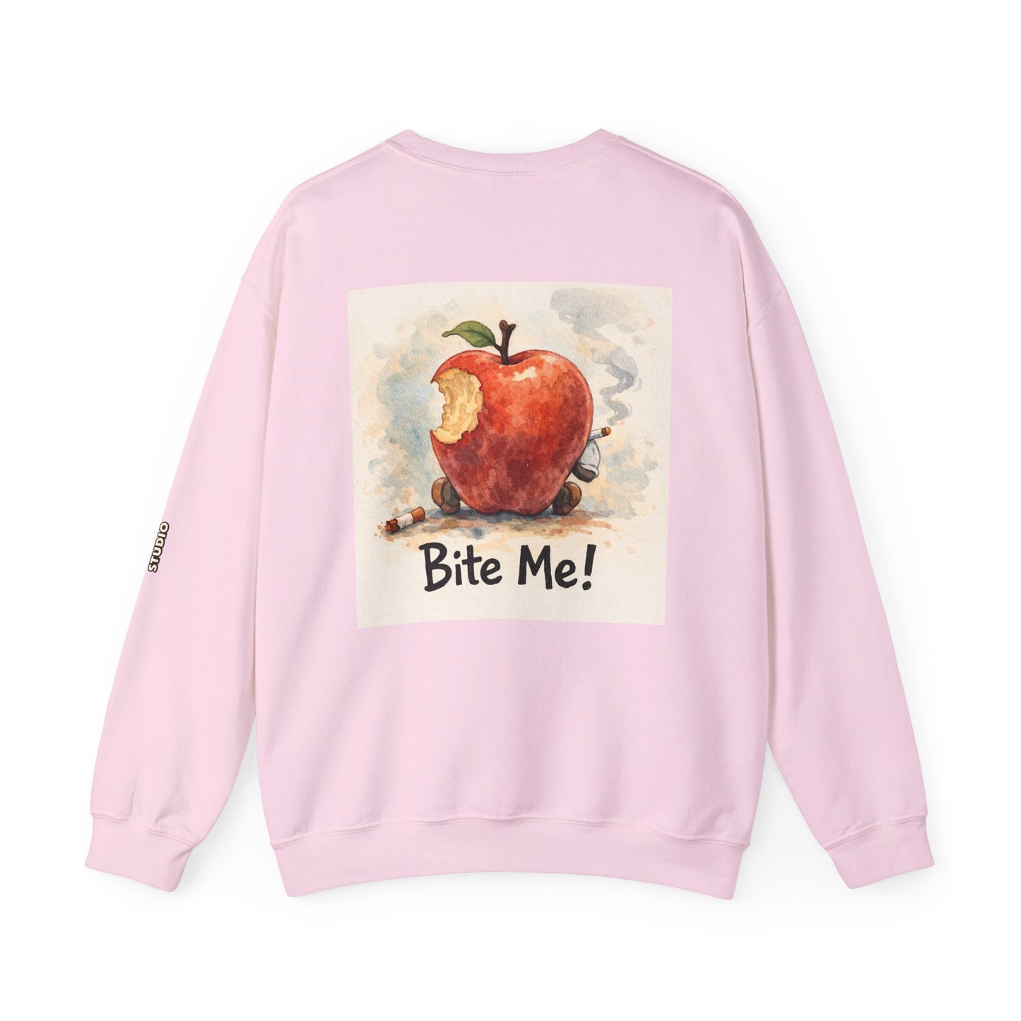 Crewneck Sweatshirt — 'Bite Me!' Coffee Apple Graphic