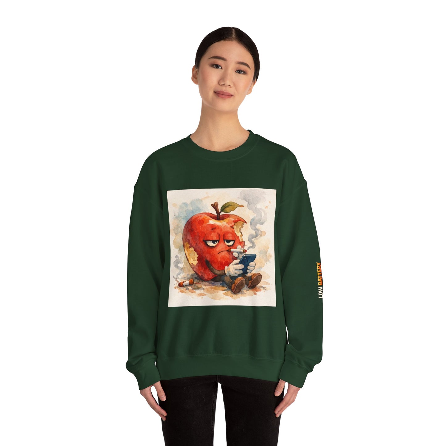 Crewneck Sweatshirt — 'Bite Me!' Coffee Apple Graphic