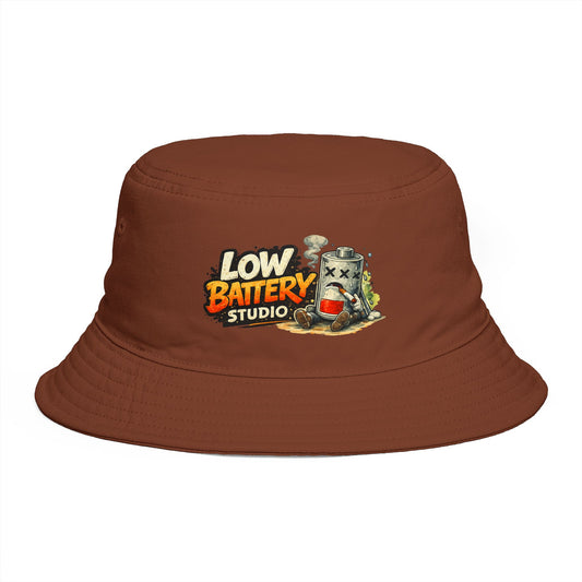 Low Battery Studio Bucket Hat — Retro Gaming Graphic Sun Hat