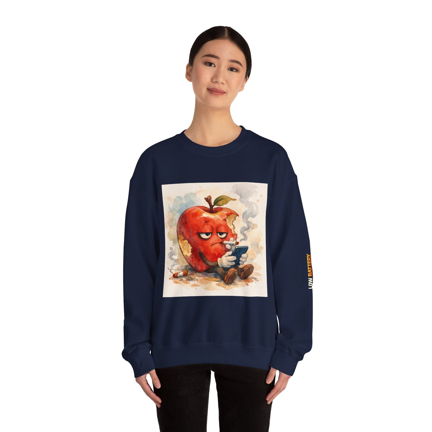 Crewneck Sweatshirt — 'Bite Me!' Coffee Apple Graphic