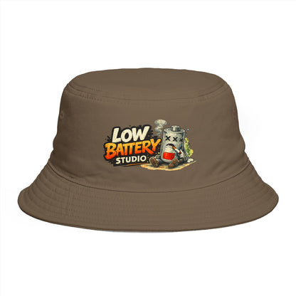Low Battery Studio Bucket Hat — Retro Gaming Graphic Sun Hat