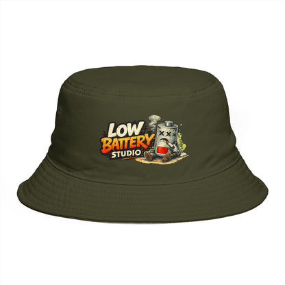Low Battery Studio Bucket Hat — Retro Gaming Graphic Sun Hat